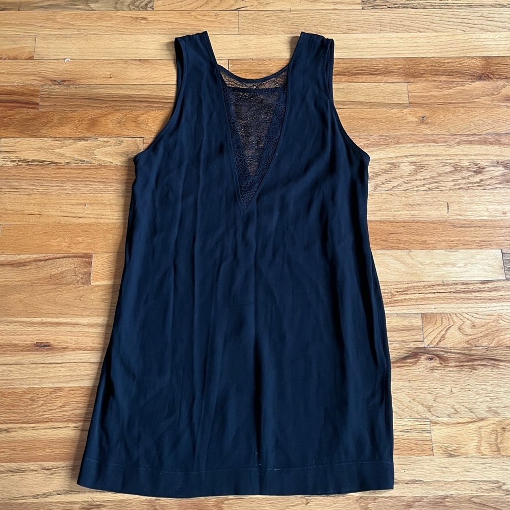 *5 for $20* IRO Black Sleeveless Shift Dress with Lace Inset - Picture 2 of 7